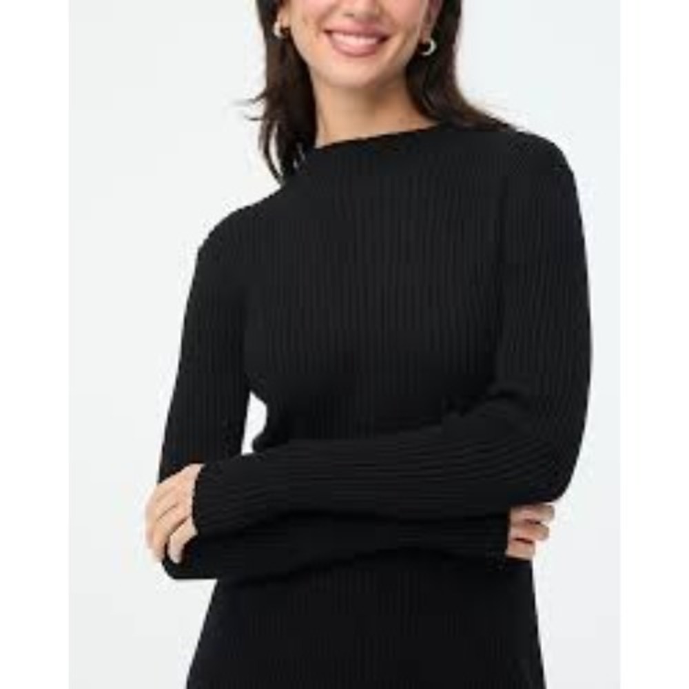 J. Crew Black Ribbed Long Sleeve Dress